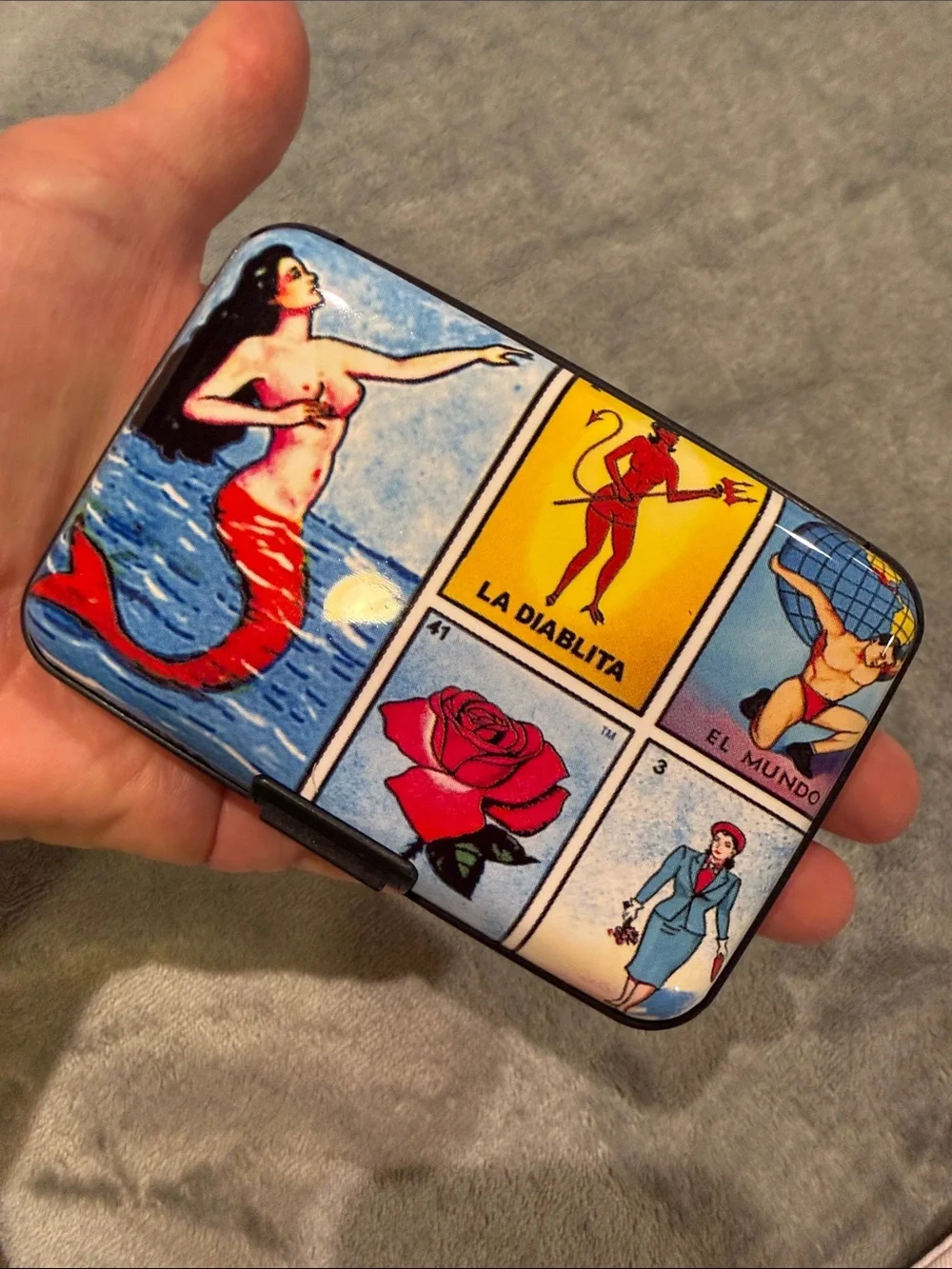Loteria Print Crossbody Bag and Matching Card Holder